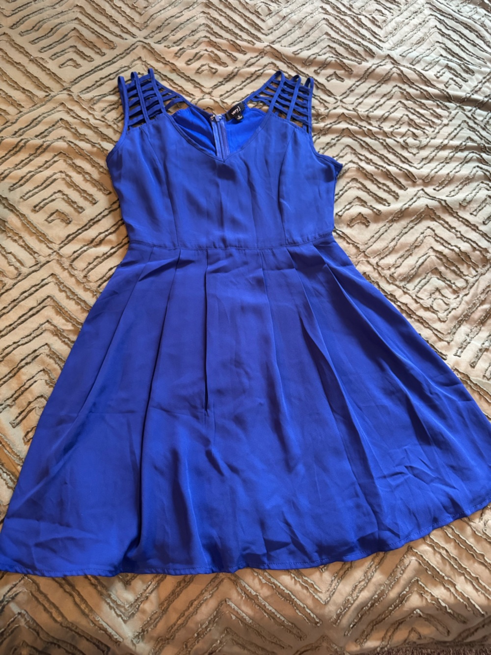 Very J Cobalt Blue Strappy Fit-and-Flare Mini Dress